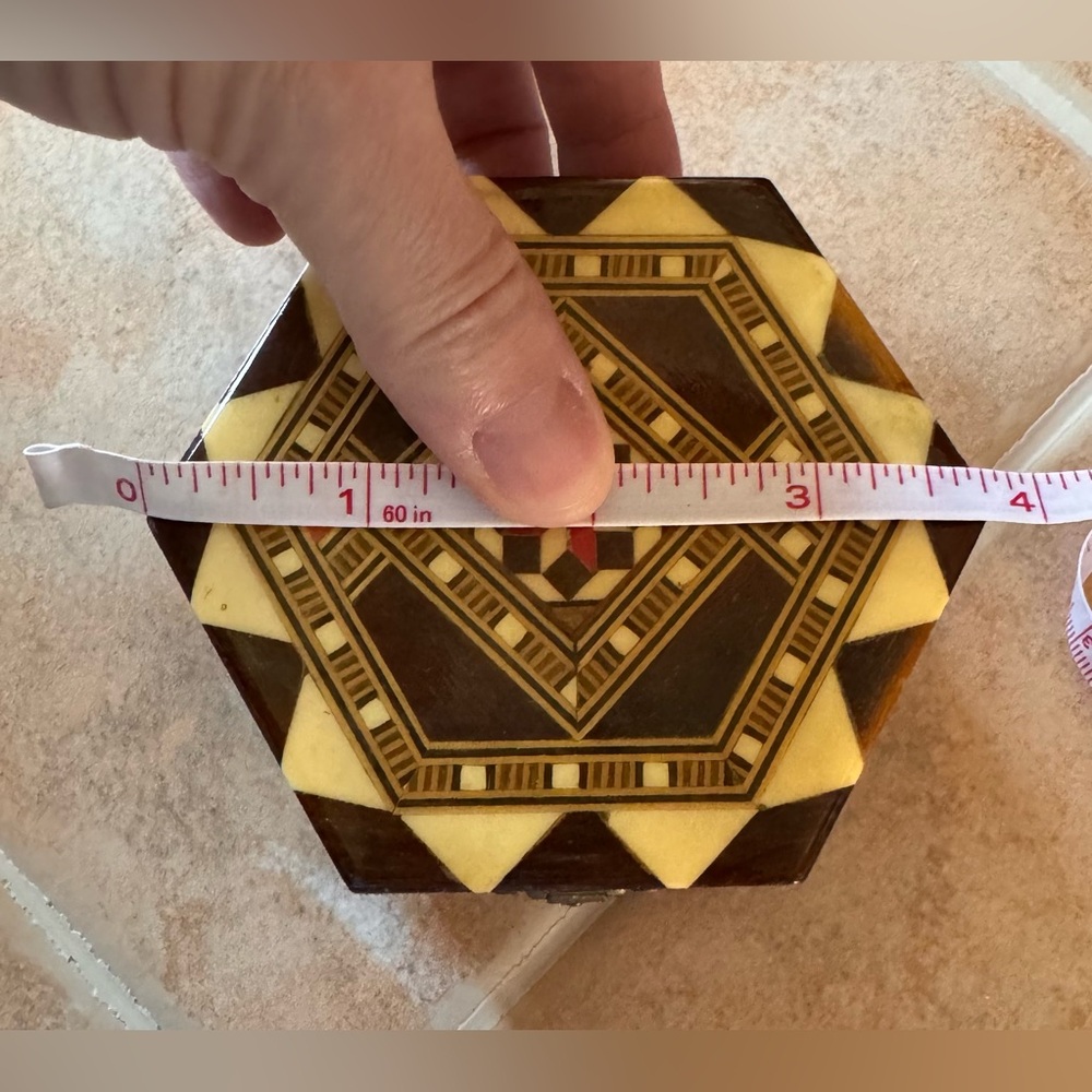 Inlay Marquetry Vintage Hexagonal Trinket Box✨ - Picture 4 of 12